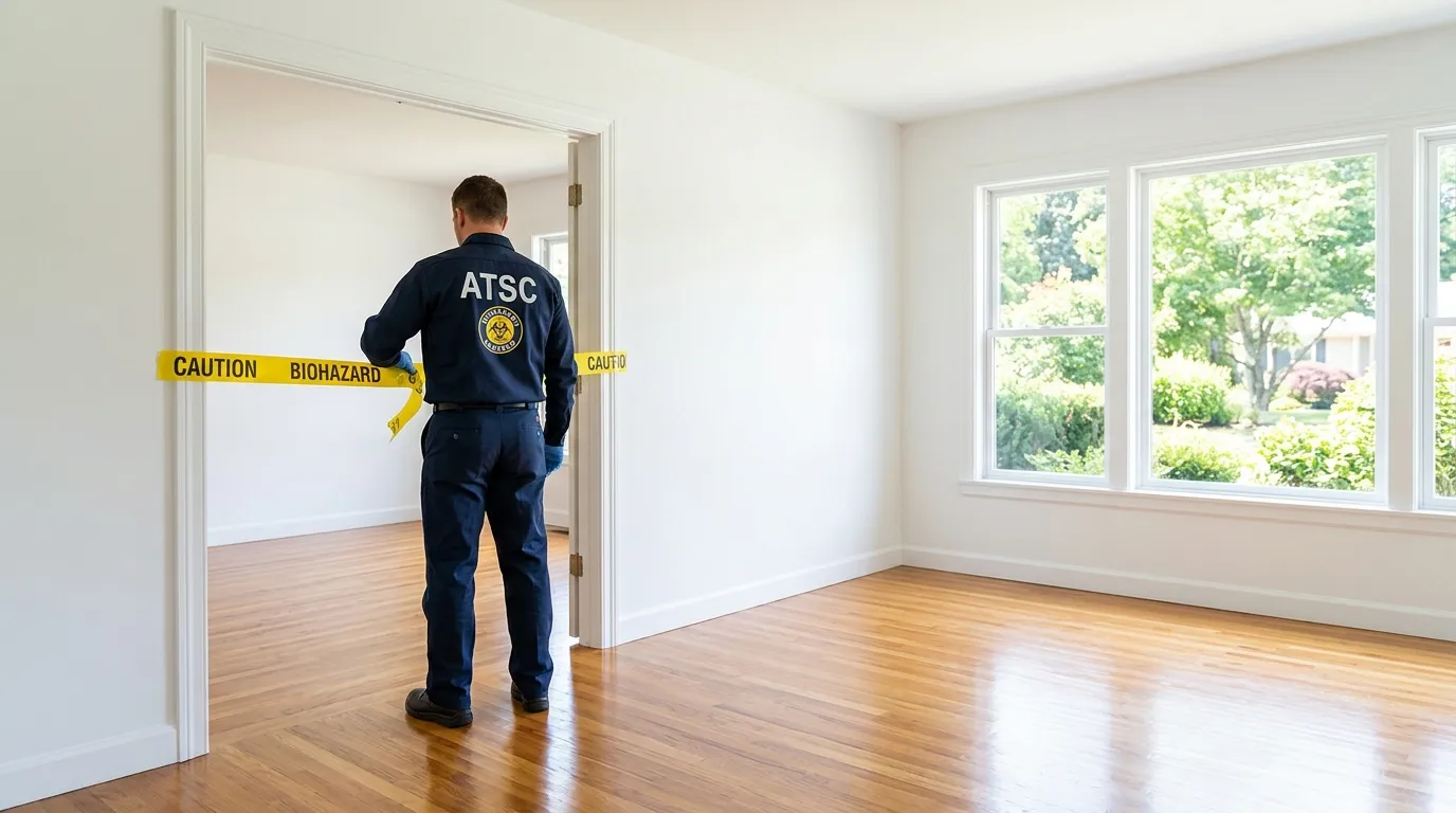 Certified biohazard cleanup crew performing Decomposition Cleanup in Old Bridge
